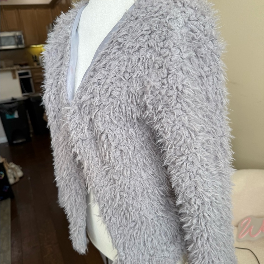 Lavender shaggy fur jacket small